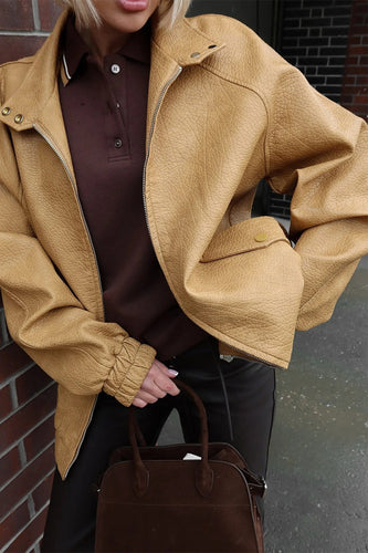 Lune London | Stand Collar PU Leather Jacket