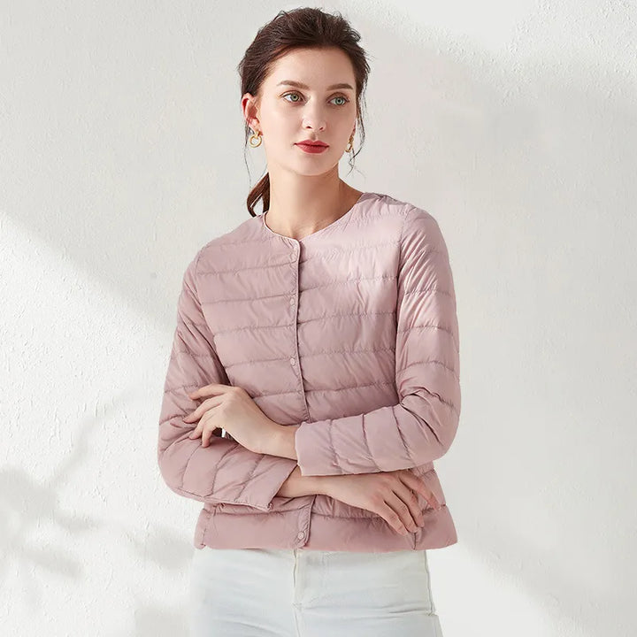 Lune London | Lightweight, Collarless, Slimming Down Jacket for Women