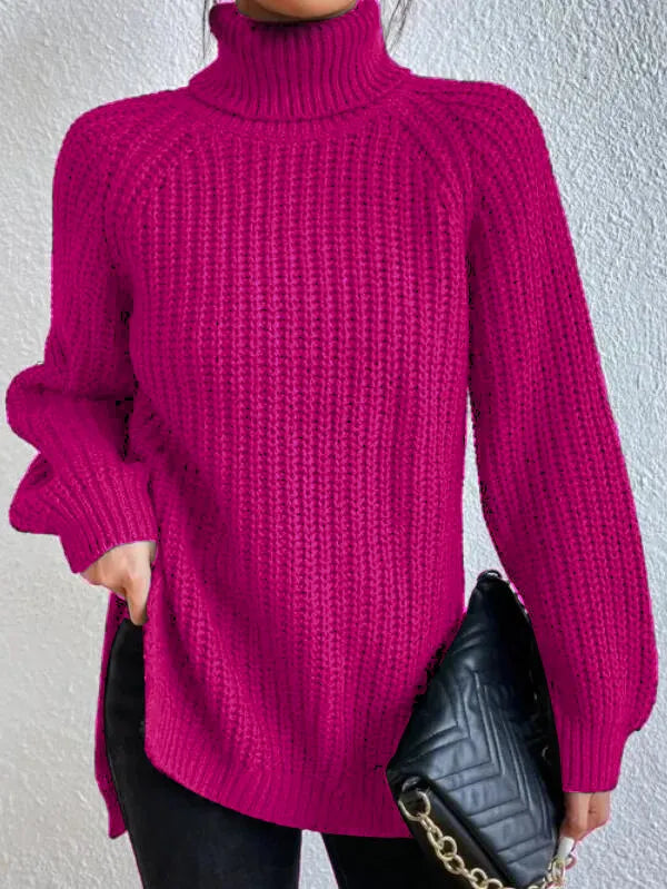 Lune London | turtleneck sweater with raglan sleeves and split hem