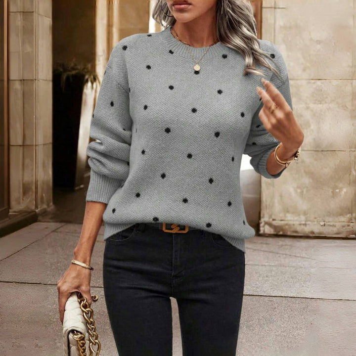 Lune London | Pullover - Women's Autumn Polka Dot Knit Sweater