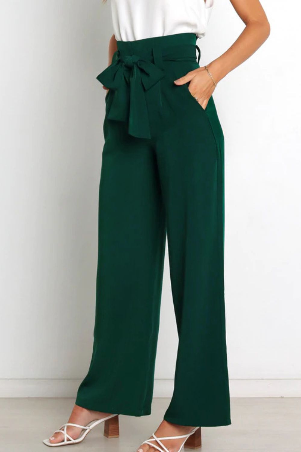 Lune London | High Waist Paperbag Pants with Bow Detail