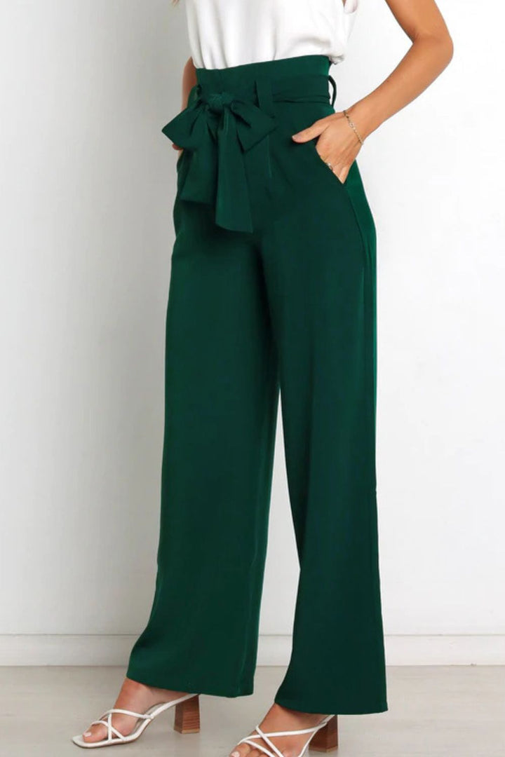 Lune London | High Waist Paperbag Pants with Bow Detail