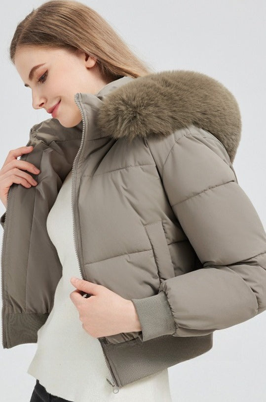 Lune London | Hooded jacket with faux fur collar