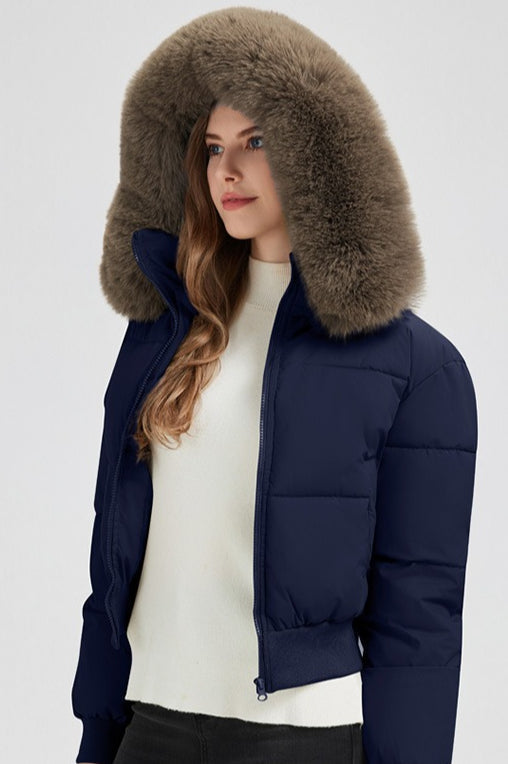 Lune London | Hooded jacket with faux fur collar