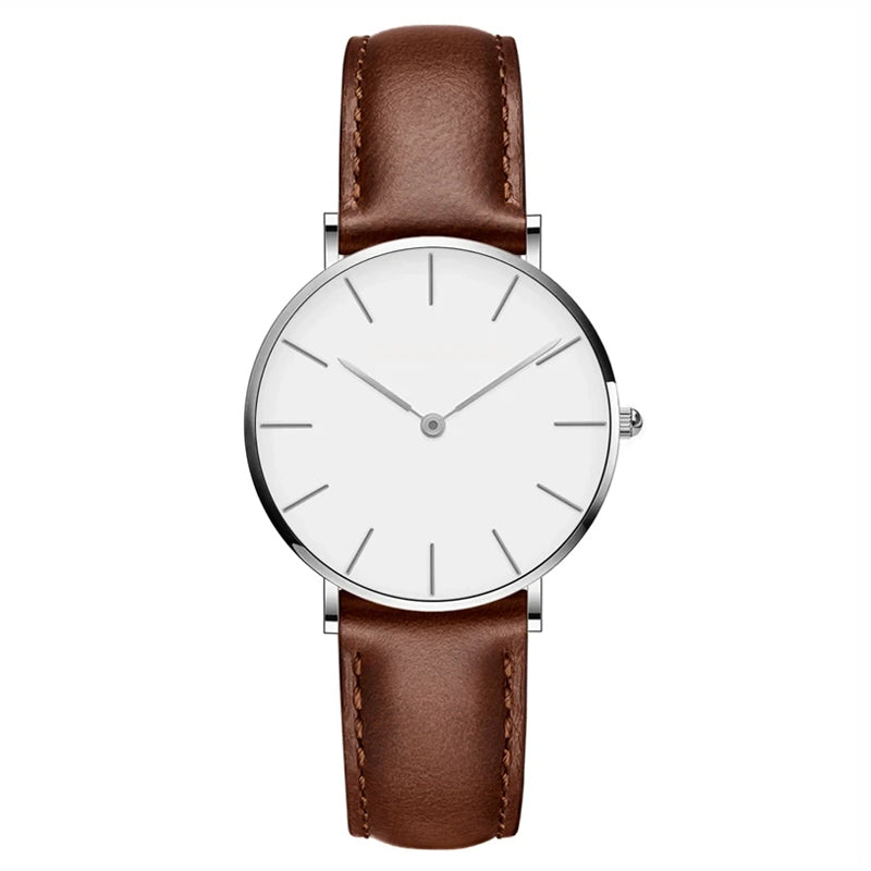 Lune London | Round Timeless Minimalist Watch with Leather Strap for Women