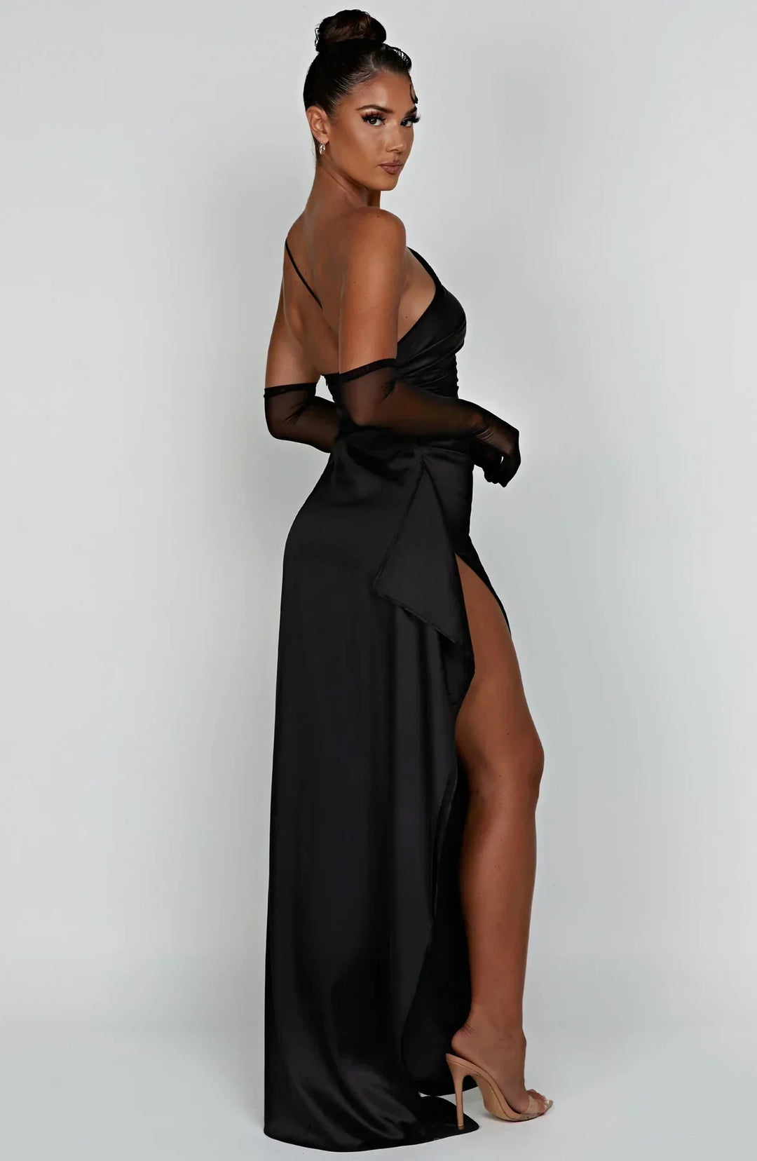 Lune London | one-shoulder satin split dress