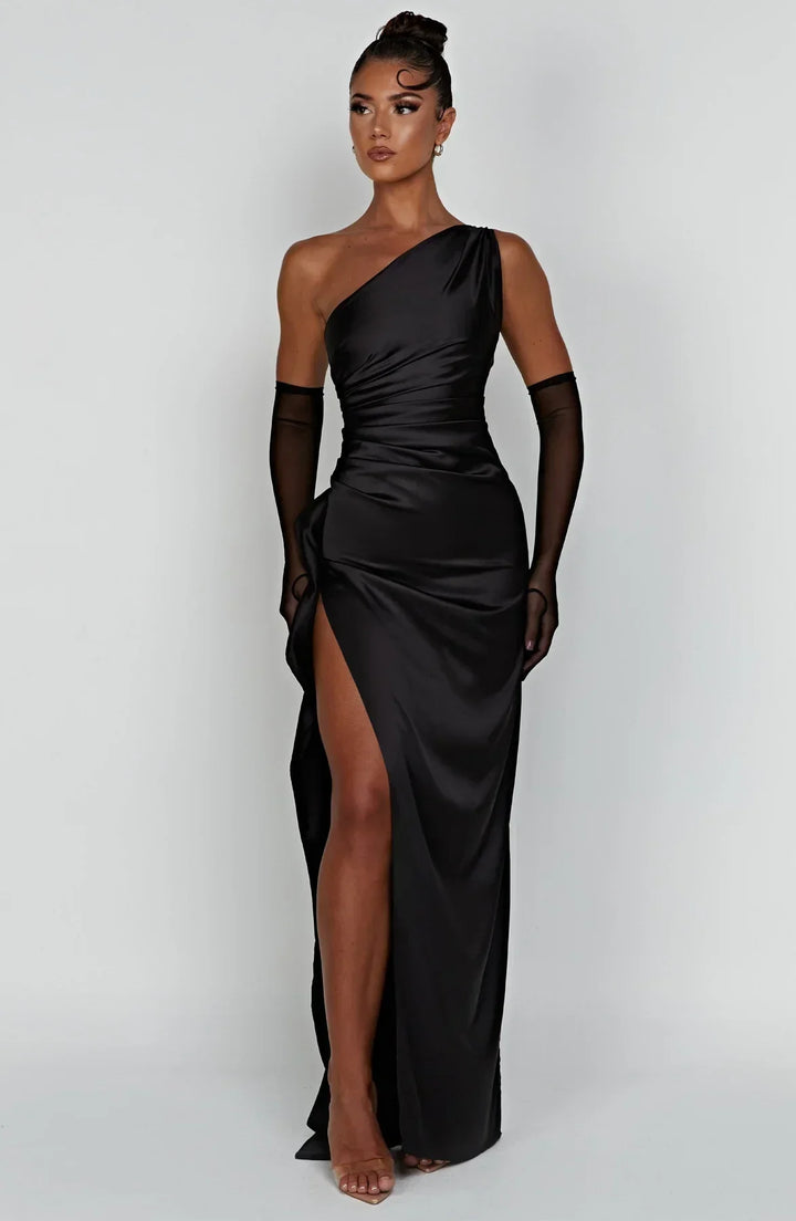 Lune London | one-shoulder satin split dress