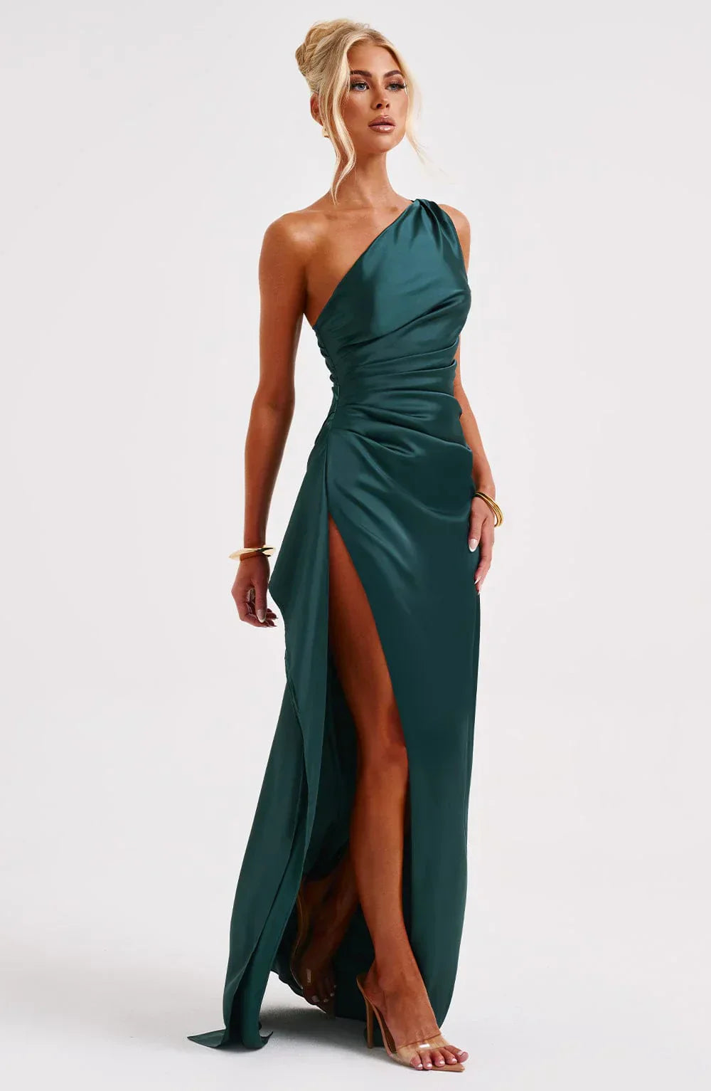 Lune London | one-shoulder satin split dress