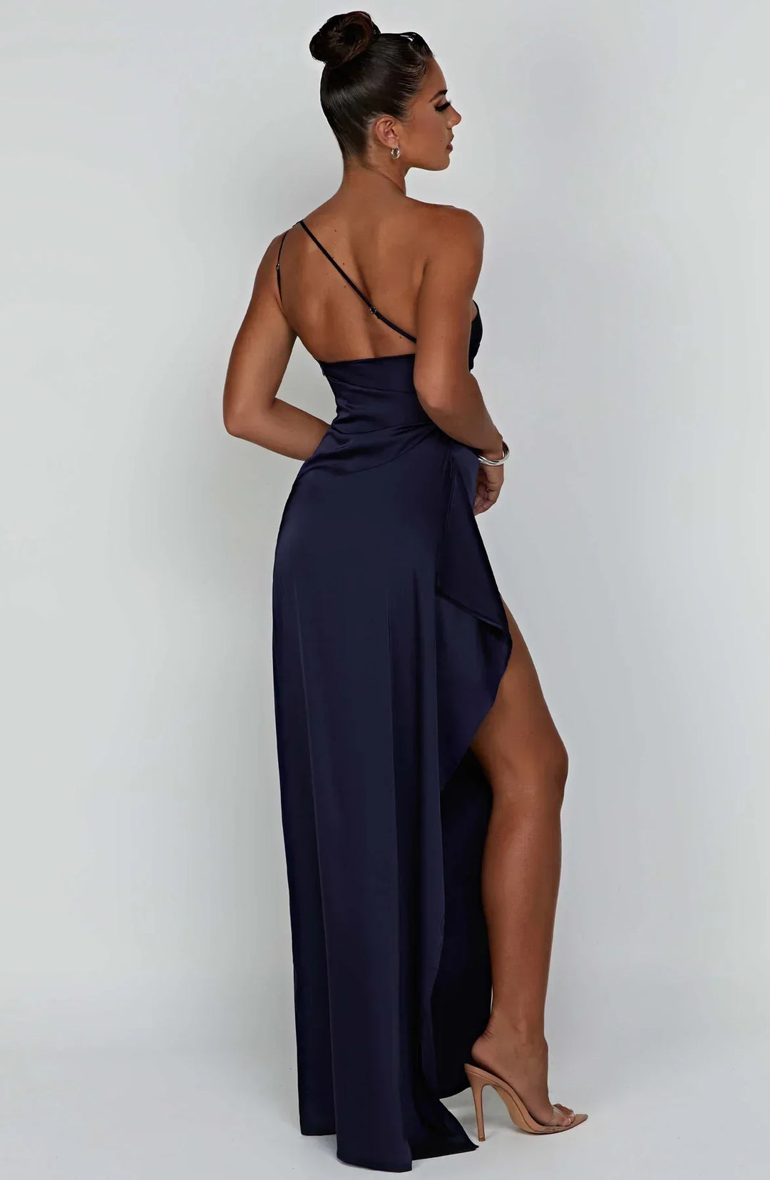 Lune London | one-shoulder satin split dress
