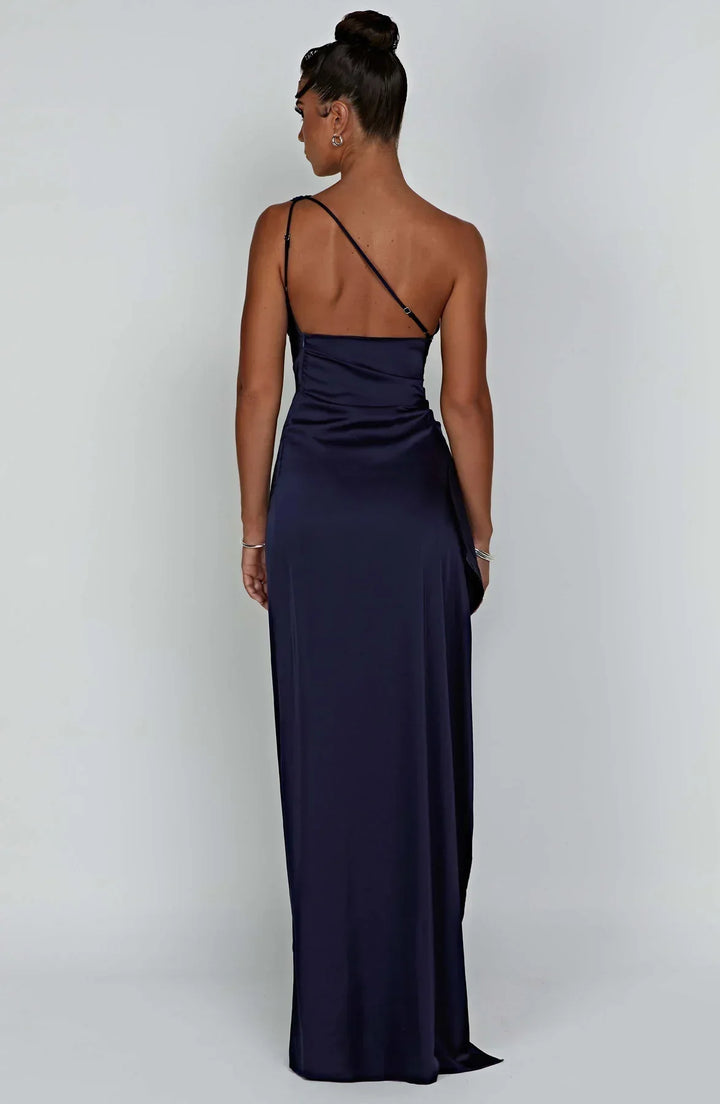 Lune London | one-shoulder satin split dress