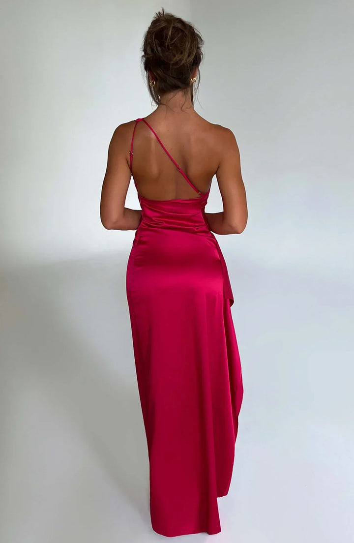 Lune London | one-shoulder satin split dress