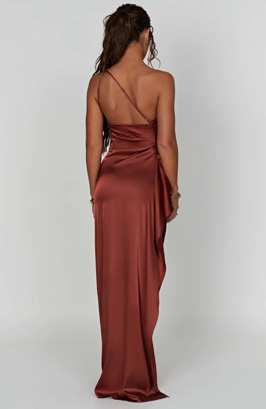 Lune London | one-shoulder satin split dress