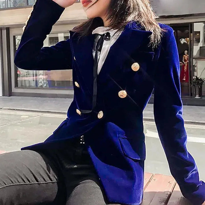 Lune London | Aristocratic Velvet Blazer Women Casual Solid Color