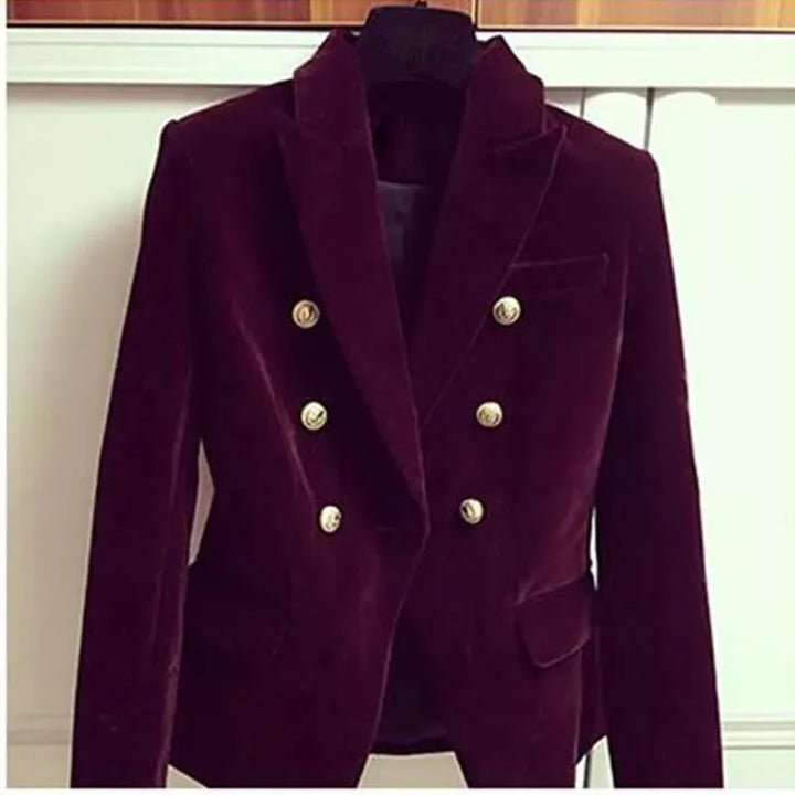 Lune London | Aristocratic Velvet Blazer Women Casual Solid Color