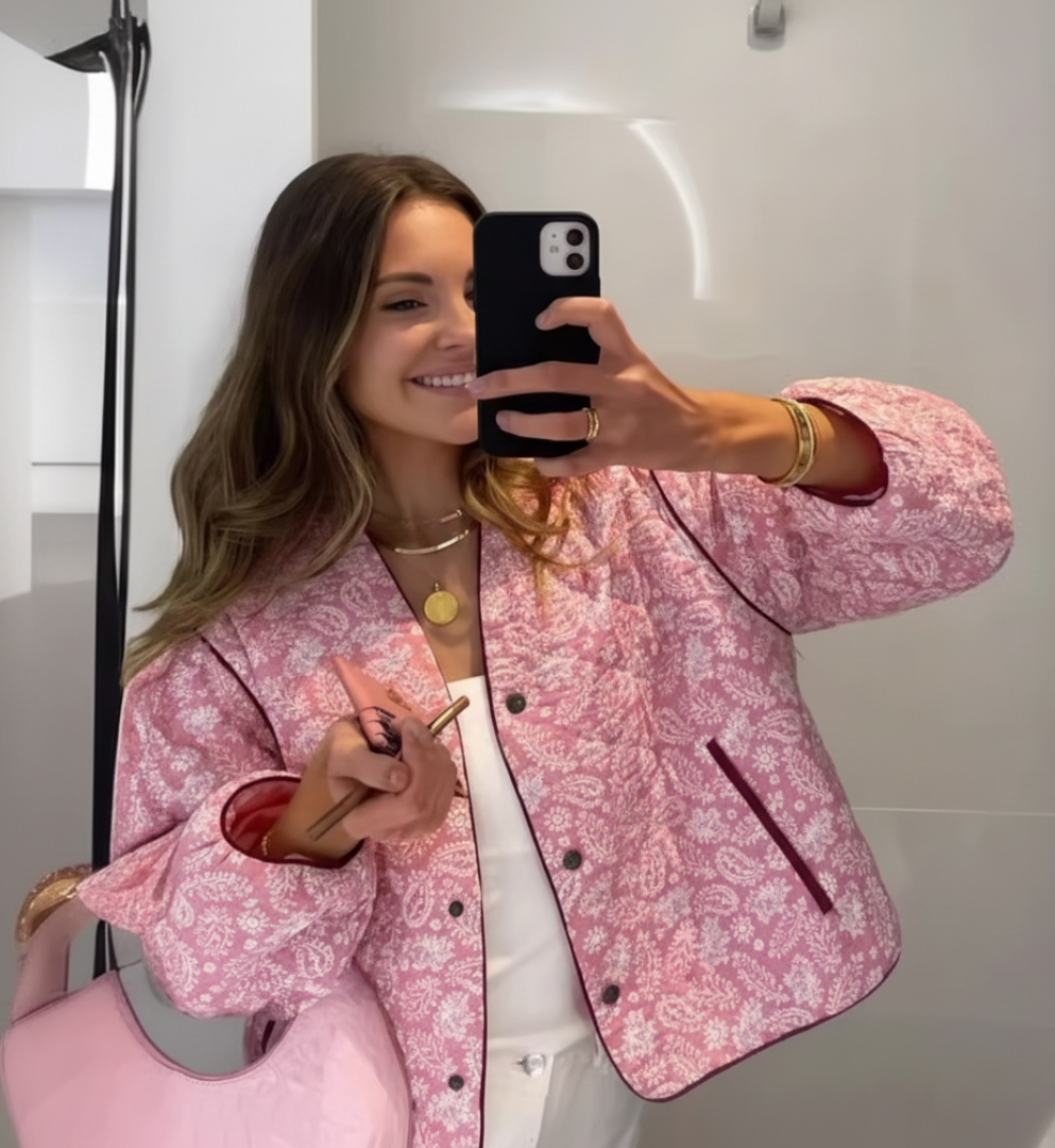 Lune London | Quilted Jacket - Floral Print Button Front Jacket