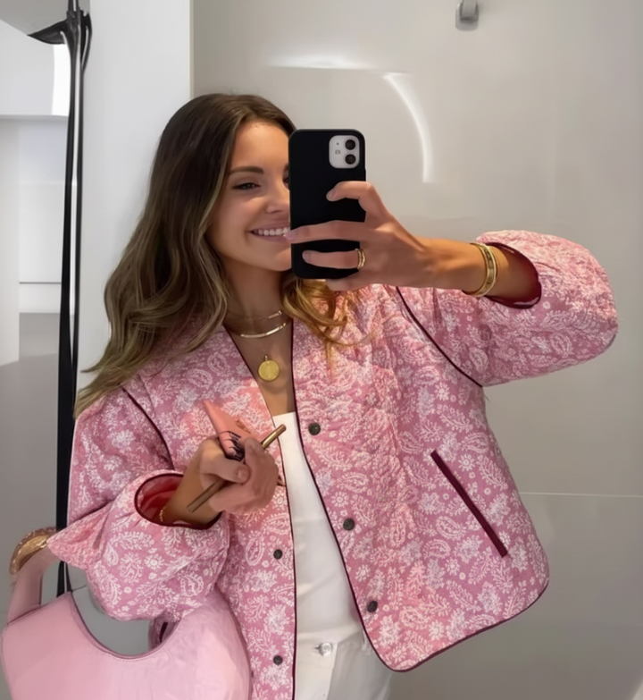 Lune London | Quilted Jacket - Floral Print Button Front Jacket