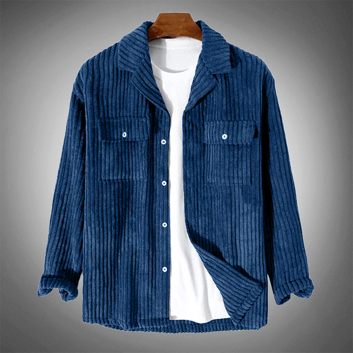Lune London | Stylish Dark Blue Casual Corduroy Autumn Overshirt for Men