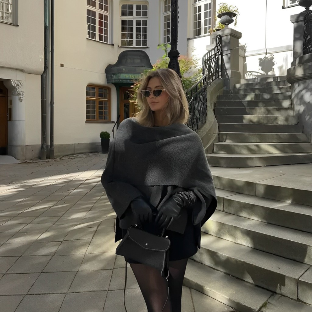 Lune London | Oversized Wrap Coat Wool Blend Elegant Fit Long Wide Sleeves
