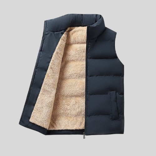Lune London | Sleeveless Down Jacket with Zipper and Faux Fur Lining