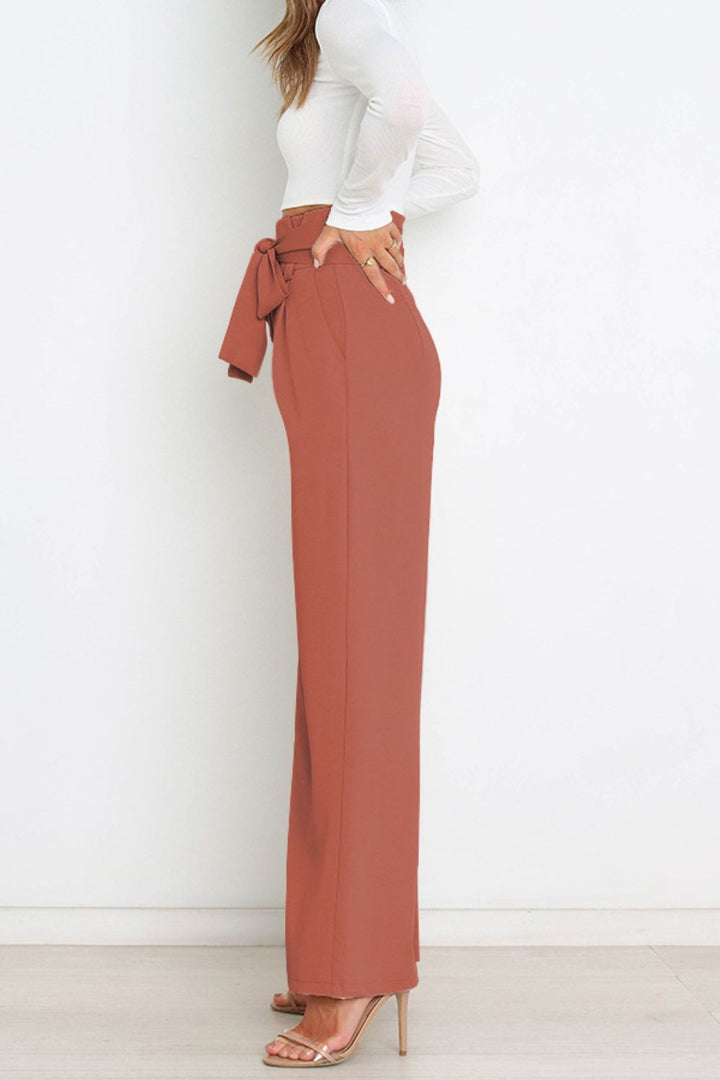 Lune London | High Waist Paperbag Pants with Bow Detail
