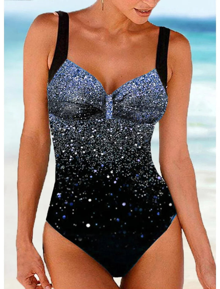 Lune London | Swimsuit with shoulder strap and sequin print with gradient color
