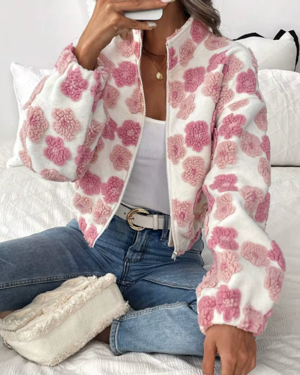 Lune London | Cozy fleece jacket with candy floral pattern