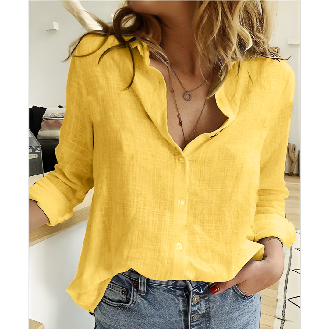 Lune London | Classic linen blouse with button placket for women