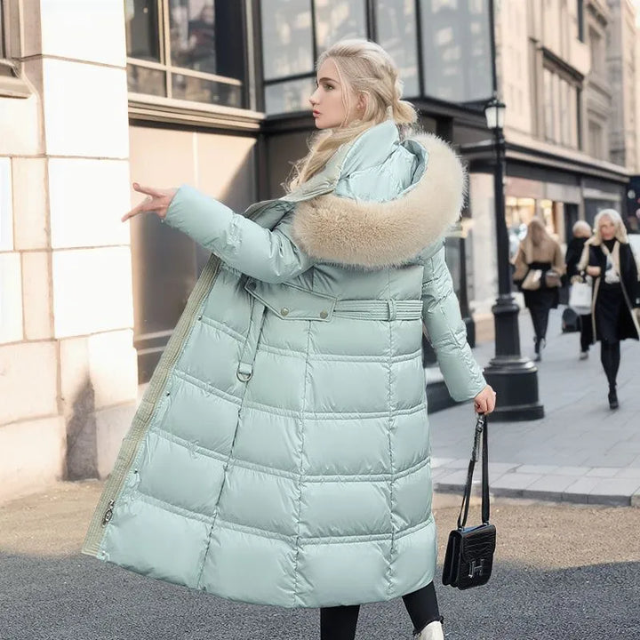 Lune London | Women's Long Winter Jacket with Fur Hood and Belt