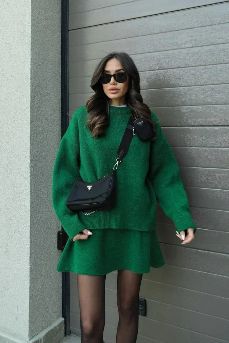 Lune London | Knitted Set - Oversized Sweater & Mini Skirt - Autumn Outfit