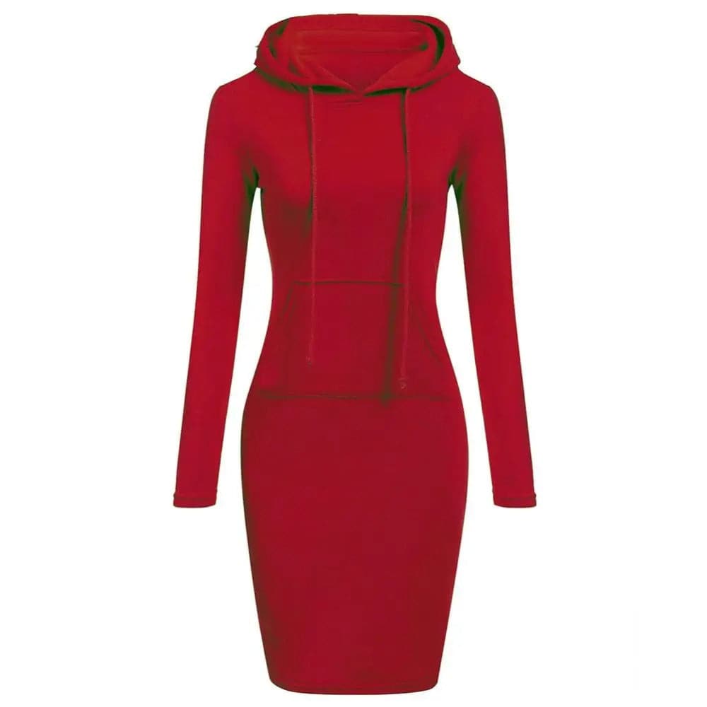 Lune London | Hoodie Dress - Long Sleeves - Adjustable Hood - Kangaroo Pocket - Slim Fit