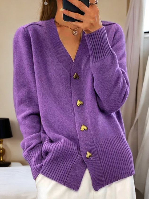 Lune London | Soft Cardigan with Golden Heart Buttons