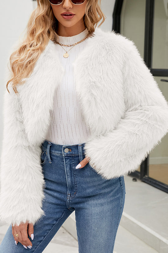 Lune London | Long Sleeve Short Casual Faux Fur Jacket