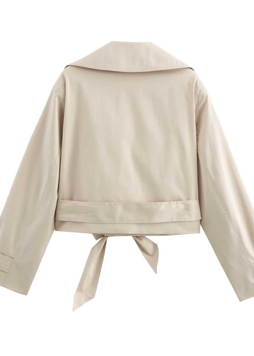 Lune London | Cropped Belt Trench Coat with Oversized Lapels