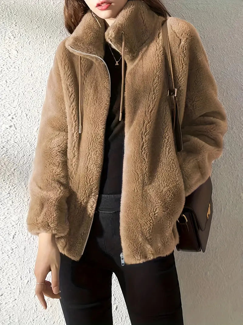 Lune London | Teddy Jacket - Oversized Fit - Soft Fleece - High Collar with Zipper