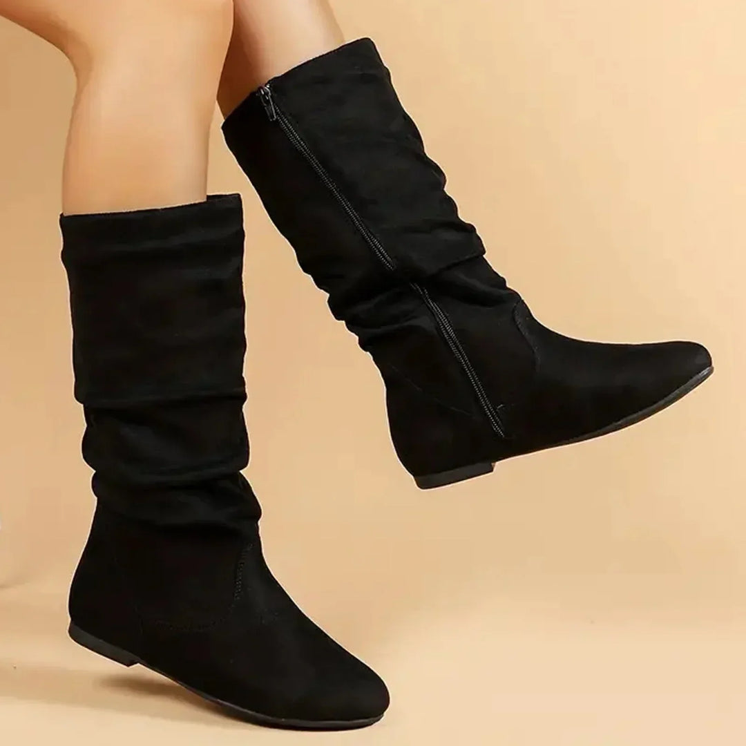 Lune London | Suede Ankle Boots Up To The Calf with Side Zipper