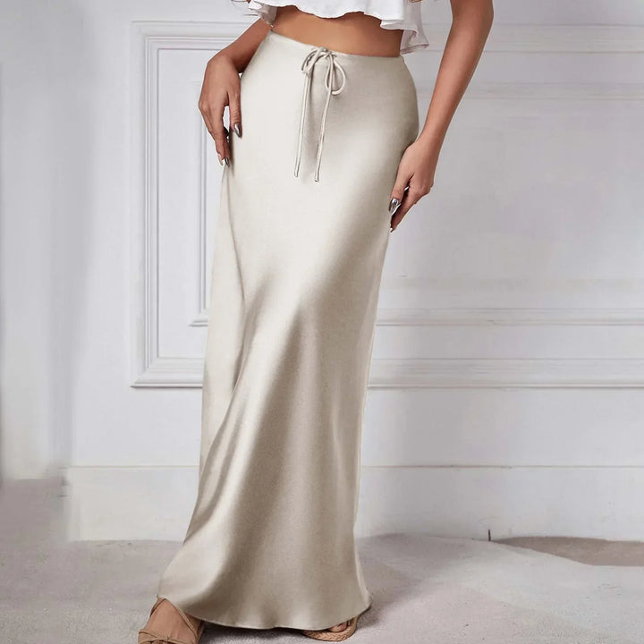 Lune London | Chic Autumn High Waist Lace-Up Satin Skirt for Women