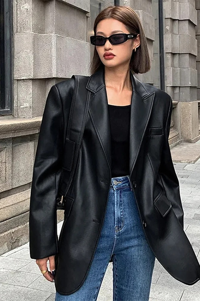 Lune London | PU Leather Blazer Jacket