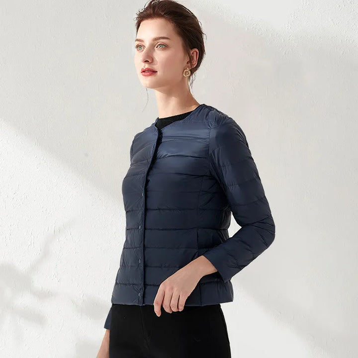 Lune London | Lightweight, Collarless, Slimming Down Jacket for Women