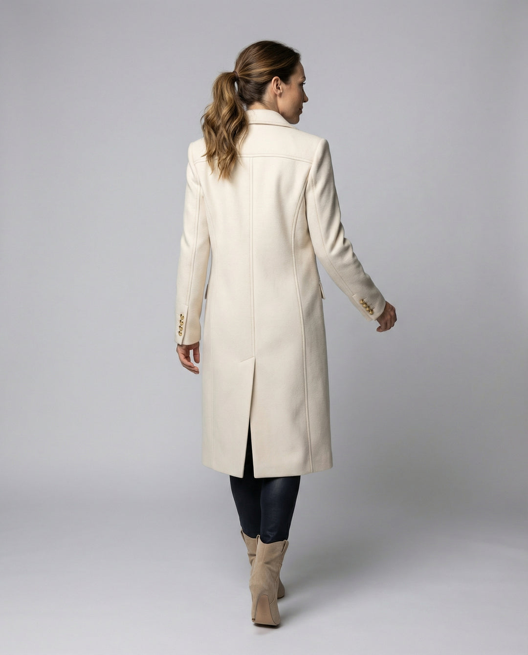 Women’s Double-Breasted Wool Coat mit Winter Sleeves & Cashmere Blend | Chic und Stil
