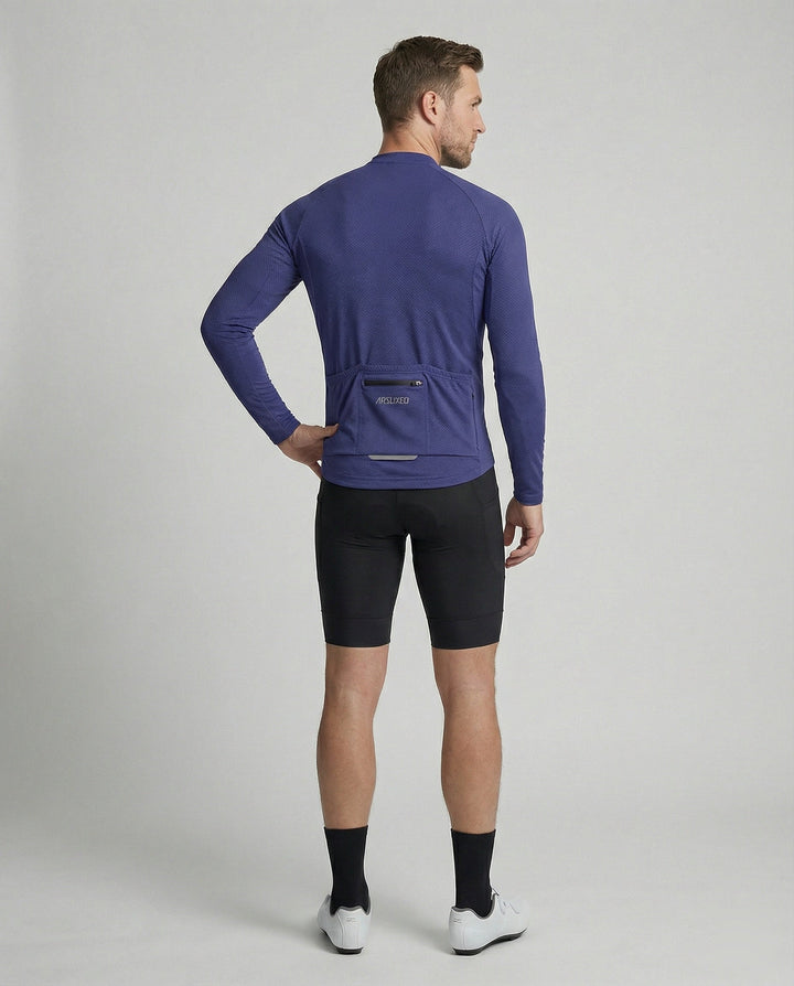 Long Sleeve Cycling Jersey with Back Pockets Men