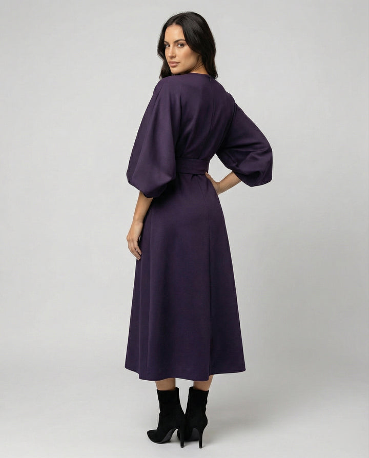 Lune London | Elegant Dress with Lantern Sleeves and Belt