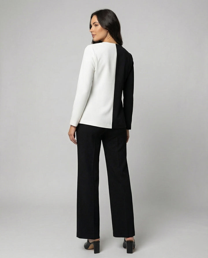 Women’s Elegant Two-Piece Set with Asymmetrical Top & Wide-Leg Pants | Lune London