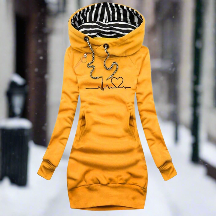 Lune London | Sweatshirt dress - Long sleeve with hood - Kangaroo pocket - Casual comfort