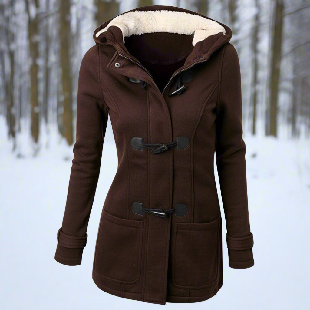 Lune London | Wool Toggle Duffle Coat Hooded Fuzzy Padded Duffle Coat