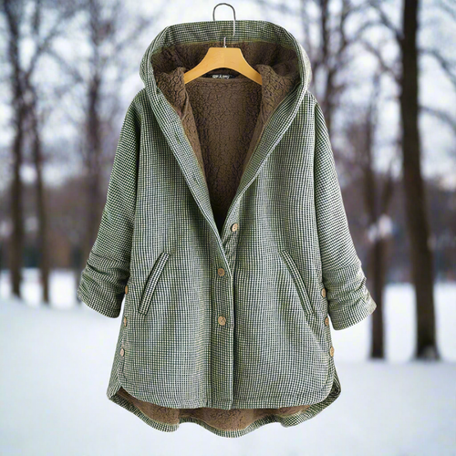 Lune London | Wool coat - braid pattern - hood & button closure - lined & warm
