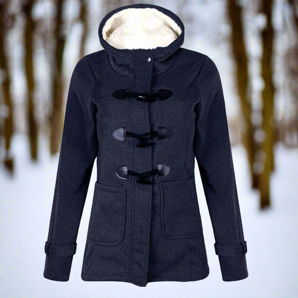 Lune London | Wool Toggle Duffle Coat Hooded Fuzzy Padded Duffle Coat