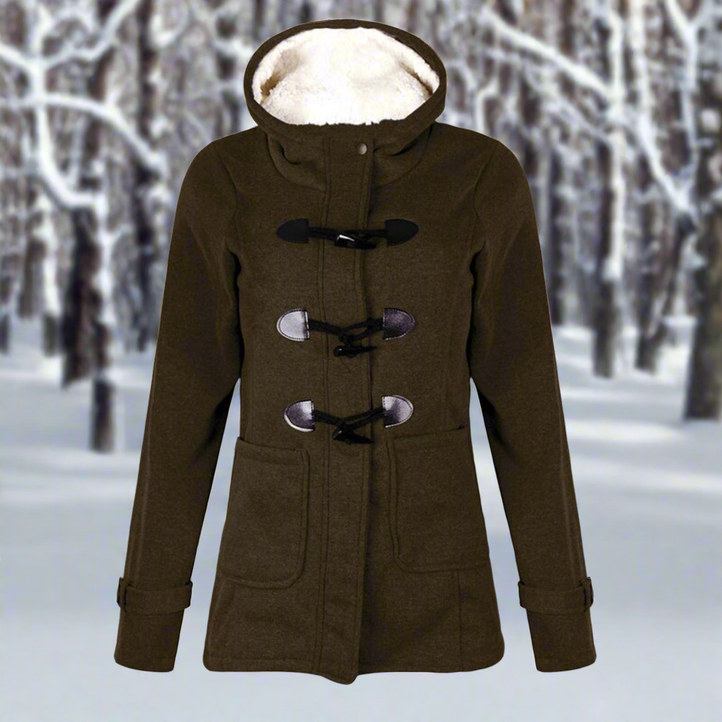 Lune London | Wool Toggle Duffle Coat Hooded Fuzzy Padded Duffle Coat