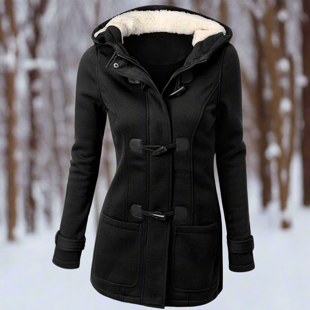Lune London | Wool Toggle Duffle Coat Hooded Fuzzy Padded Duffle Coat