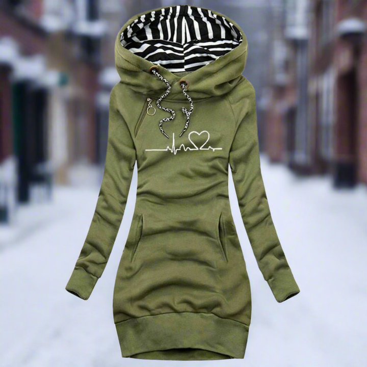 Lune London | Sweatshirt dress - Long sleeve with hood - Kangaroo pocket - Casual comfort