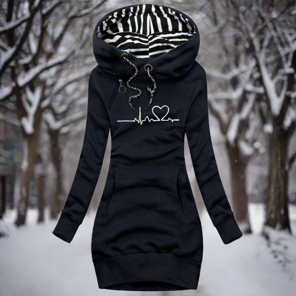 Lune London | Sweatshirt dress - Long sleeve with hood - Kangaroo pocket - Casual comfort